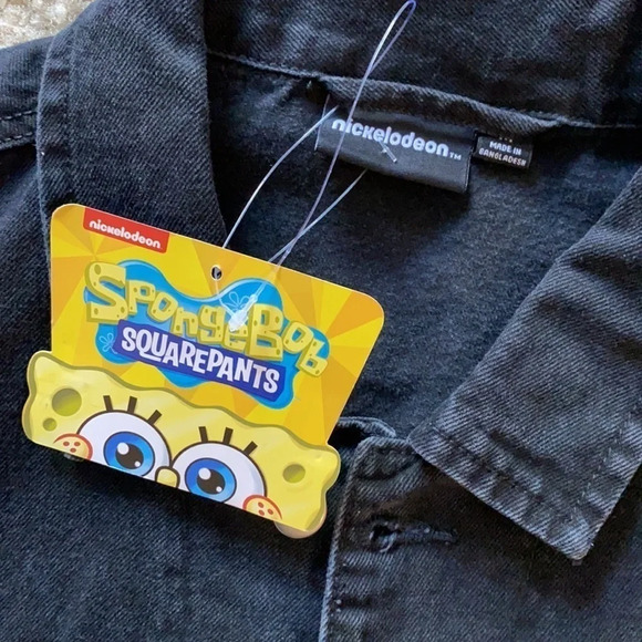 Nickelodeon Spongebob SquarePants Jean Jacket Unisex Black NWT - Picture 5 of 10